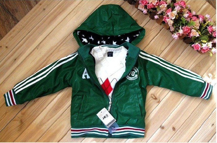 Green Long Sleeve With Zipper Children's Jackets