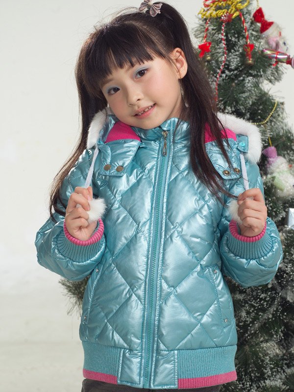 Blue With Zipper 100% Polyester Children's Coats
