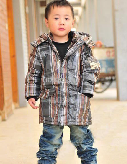 Coffe & Black Long Sleeve With Lattice Children's Jackets