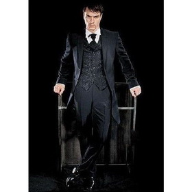 Wool & Silk Black Anti-Static Anti-Wrinkle Groom Tuxedos