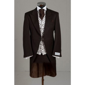 Dark Red With Button Wool & Cotton Groom Tuxedos