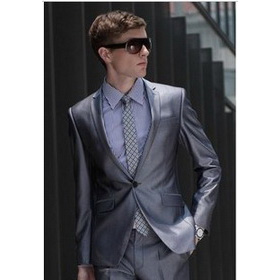 Polyester & Cotton Anti-Shrink Anti-Static Gray Groom Suits
