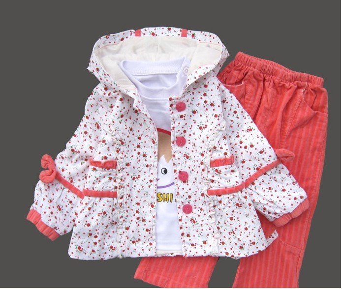 Children's Pastoraleglantine Superior Cotton Three-piece Clothing Sets