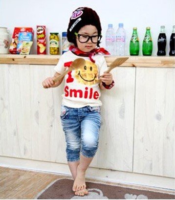 Children's New Lovely Smile Letters Short-sleeved T-shirt