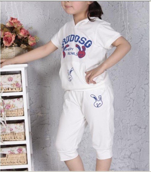 Children's 100% Cotton Short-sleeved Sweet Lovely Clothing Sets