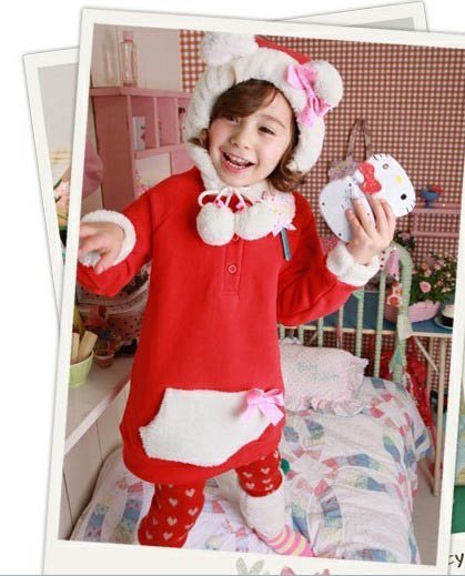 100% Cotton Red Long Sleeve Children's Coats