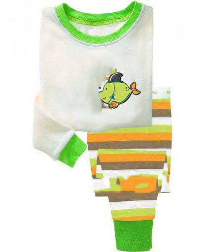 Long Sleeve White & Green Cotton & Polyester Baby T-Shirts