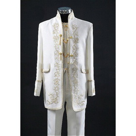 Black Embroidery With Buttons Groom Tuxedos