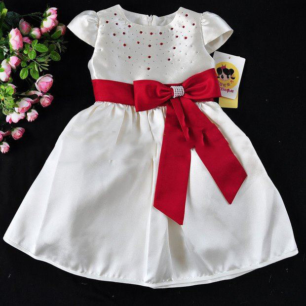 White With Red Ribbons Zipper Children's Shorts