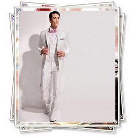 V-neck Cotton & Polyester Broad Shoulders Groom Tuxedos