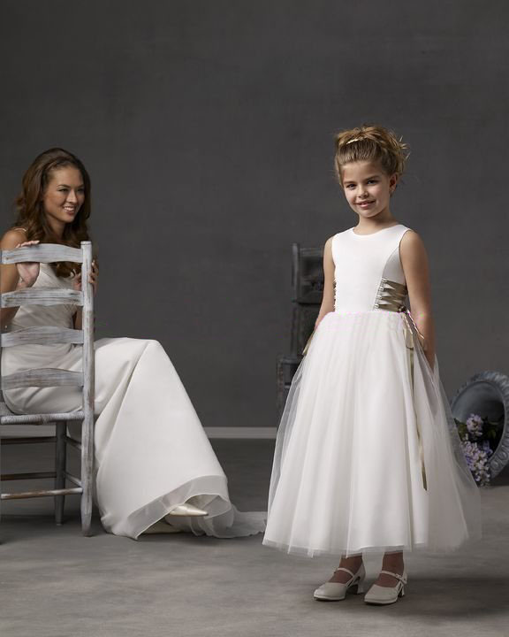 White Tulle Lace-up Sleeveless Children's Shorts