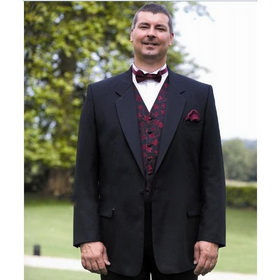 One Button Black Polyester & Cotton Groom Tuxedos