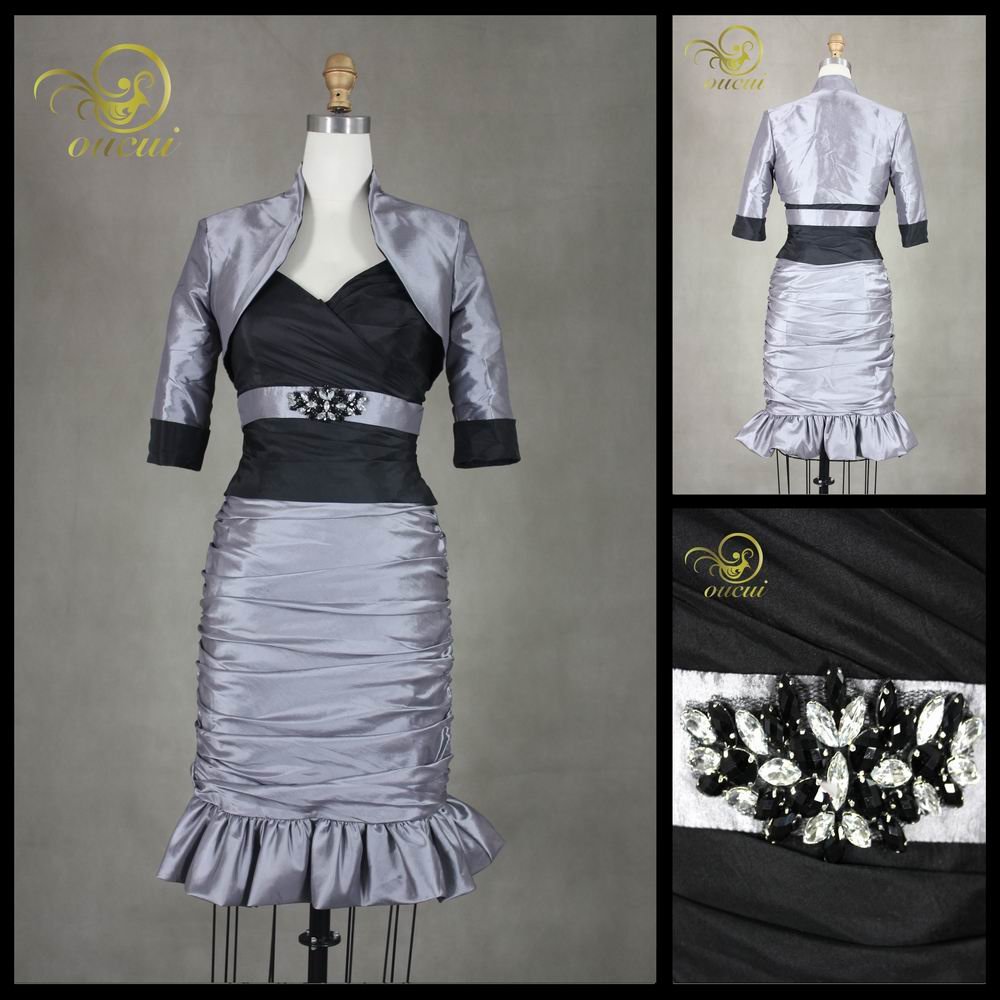 Handwork Women's Knee-Length Pleat and Beading Suits