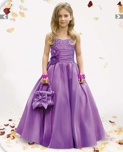 Flower Girls' Purple Zipper or Corset Back Satin Chiffon Taffeta Dress