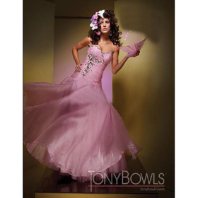 Strapless Pink Beaded Floor Length Sleeveless Evening Dresses