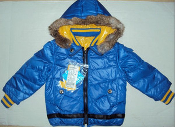 Blue With Zipper Duck Fur & Leather Children's Jackets