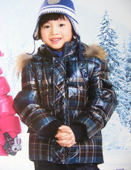 Blue Lattice With Zipper Children's Jackets