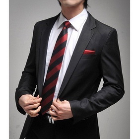 100% Cotton Pure Black One Button Groom Tuxedos