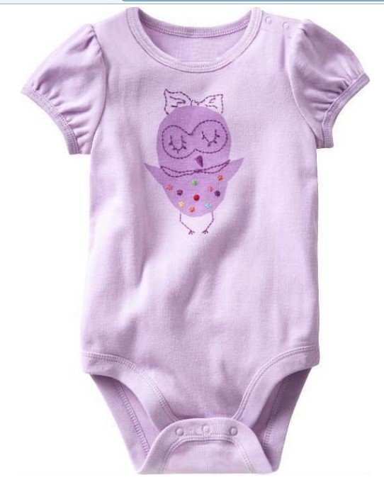 Purple Short Sleeve Cotton & Spandax Baby Rompers