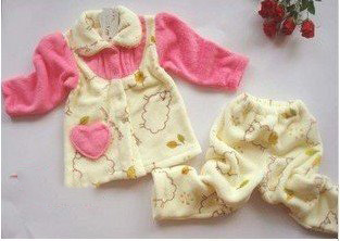 100% Cotton Yellow & Pink Two Pieces Children Sleepwear