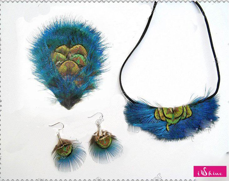 Blue Natual Feather Conical Shape Hair Accessories