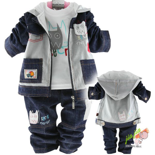 Blue & Gray Long Sleeve With Zipper Baby Sweaters