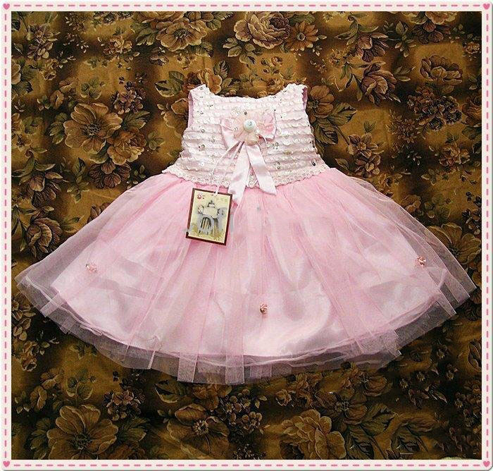 Embroidered Bow Baby Sleeveless Cute Pink Three Layers Dresses
