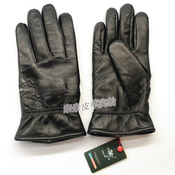 Black Wool & Leather Waterproof Gloves & Mittens