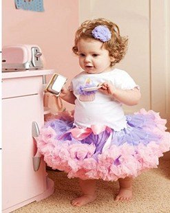 Pink & Purple Polyester / Cotton Knee-Length Baby Skirts