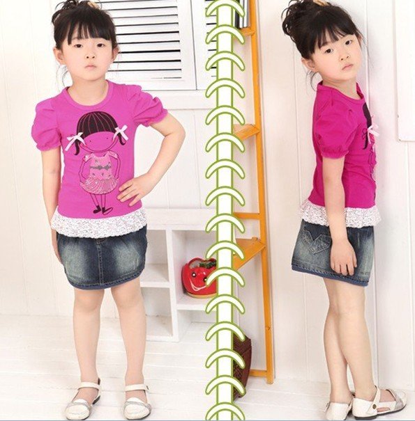 Red & Blue Short Sleeve With Cartoon Images Baby Shirts & Tops