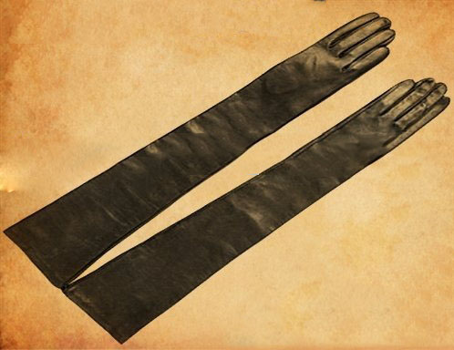 Black Middle Length Leather Gloves & Mittens