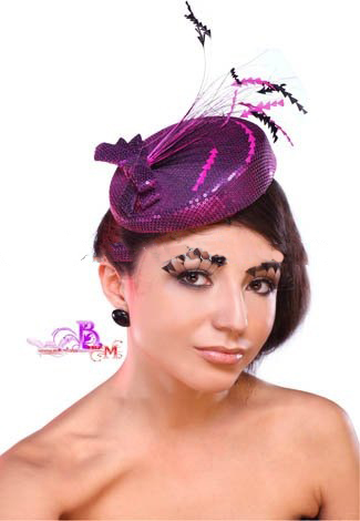 Purple Party Hat Feather & Nylon Hair Accessories
