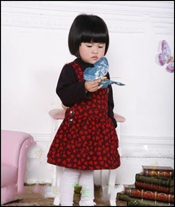 Strap Red With Buttons Baby Skirts