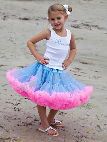 Blue & Red Polyester & Spandax Round Shape Baby Skirts