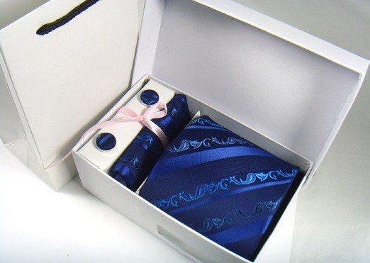 Wool & Polyester Dark Blue With Diagonal Stripes Ties