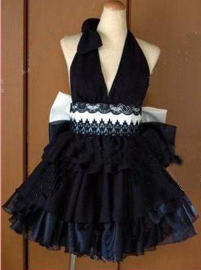Black Polyester & Spandax With Ribbons Anime Costumes