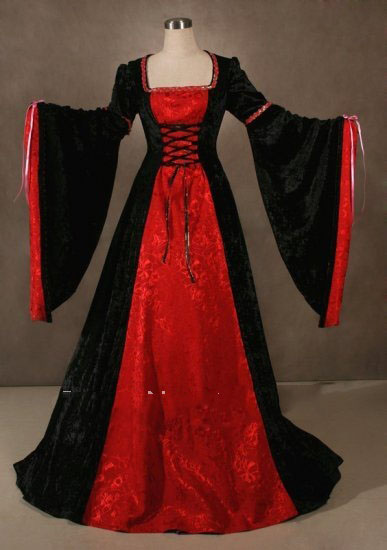 Halloween Costume, Medieval Cathedral Sleeve Dress, Renaissance Princess Faire Tudor Gown Dress