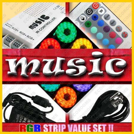 Music LED Controller & Power Supply & 5M RGB LED STRIPS