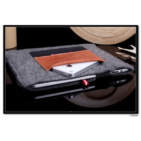 Gray With Many Pockets Wool Laptop Sleeves