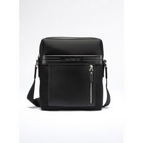 Black Square Shape With Zippers Leather Briefcases