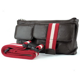 Men' Coffee Zipper Real Cow Leather Waist Pack