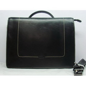 Black With Zippers Dual Purposes Leather Briefcases