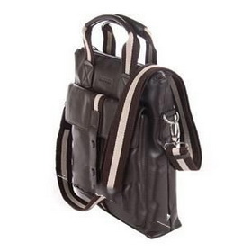 Coffee Square Shape With Zipper Leather Briefcases