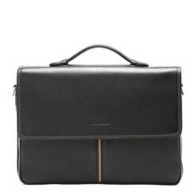 Black Leather With Logo On Laptop Bags