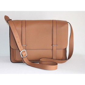 Rectangular Shape Brown With Zipper Leather Briefcases