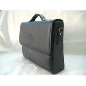 Black Rectangular Shape With Buttons Leather Briefcases