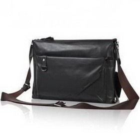 Black With Zipper One Shoulder Leather Briefcases