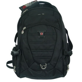 Black Nylon & Polyester With Buttons Laptop Bags