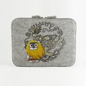 Gray With Zipper With Cartoon Images Laptop Bags