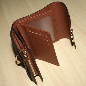 Brown Leather With Zipper Card Holder